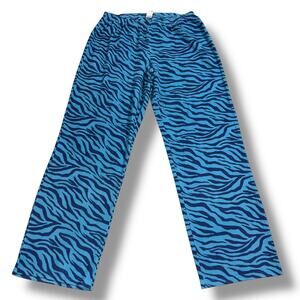 Covington Womens Fleece Lounge Pants Pajamas Animal Tiger Print Blue Large